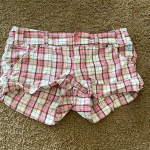 American Eagle Pink Plaid Shorts
